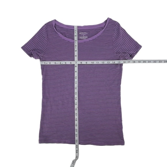 Merona Purple Black Striped Short Sleeve The Ultimate T-Shirt Size M Women’s - Picture 4 of 4